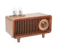 Jiawu Haut-Parleur Bluetooth Rétro, Haut-Parleur Bluetooth Vintage Effet Tube à Vide, Classique sans Fil avec Lumière LED, Carte Mémoire, Disque U pour PC Portable (Couleur du Bois)