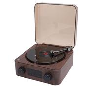 Jiawu Haut-Parleur Bluetooth Rétro, Tourne-Disque Rétro avec Lumière Ondulée et Affichage de L'heure, Haut-Parleur Stéréo 3 en 1 1500 MAh pour Chambre à Coucher, Fête (Couleur du Bois)