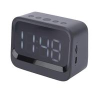 Jiawu Haut-parleur D'Horloge Rechargeable avec Double Alarme, Horloge Numérique avec Grand écran LED et Lecteur de Musique pour Chevet de Chambre à Coucher (BLACK)