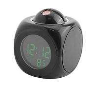 Jiawu Horloge de Projection Murale Numérique LCD Multifonction avec Affichage Vocal de la Température, Réveil LED, Répétition de 10 Minutes, Variateur Automatique, alimenté par Batterie ou USB pour