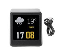 Jiawu Horloge Numérique avec Affichage Météo, Mini Station Météo Domestique, Affichage Dynamique Intelligent LED Prend, Moniteur d'humidité de la Température Extérieure