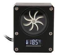 Jiawu Indicateur de Débitmètre, Petit Compteur de Refroidissement par Eau pour PC 12 V, Filetage G1/4, 8 Turbines, Débitmètre D'eau pour Ordinateur avec écran LCD (BLACK)