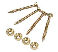 Jiawu Jeu de Bagues de Manche de Guitare, 4 Ensembles de Ferrures (GOLD) | Douille de joint de manche en acier inoxydable, résistante à la Corrosion, avec 4 vis pour guitare et basse électrique