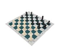 Jiawu Jeu d'échecs Standard International, Jeu d'échecs Compact en Plastique avec Sac de Rangement, échiquier Portable en Caoutchouc pour Voyage, Extérieur, Maison