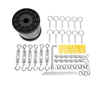 Jiawu Kit de Câble Métallique en Acier Inoxydable de 197 Pieds | Câble Métallique de 2 Mm, Résistant à la Rouille, Kit D'outils de Sertissage de Câble Métallique avec Manchons de