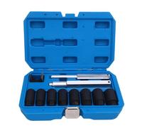Jiawu Kit de démontage d'antivol de Roue, 10 pièces,extracteur d'écrous de Roue,Douilles d'extraction de boulons à Impact 1/2 Pouce,pour Retirer Les boulons,écrous et vis endommagés