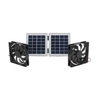 Jiawu Kit de Ventilateur D'extraction Solaire Résistant à la Pluie, économe en énergie, Idéal pour les Maisons D'animaux, les Hangars et les Greniers avec Ventilateur 2x5W (WHITE)