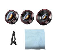 Jiawu Kit d'Objectif d'appareil Photo pour Smartphone, Kit 'Objectif de Téléphone Universel 3 en 1, Grand Angle 120, Macro 25X, Fisheye 235, Grand Angle, Macro avec Support de Pince Réglable pour