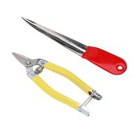 Jiawu Kit d'Outils de Réparation d'Osier, 2 Pièces Ensemble de Ciseaux Professionnels pour Outils de Tissage de Rotin, Pic de Réparation de Rotin en Osier en Acier Inoxydable avec Ciseaux