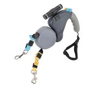 Jiawu Laisse Rétractable pour 2 Chiens avec Lumière LED, Rotation à 360°, Laisse pour Chien à Double Tête, Double Absorbant Les Chocs pour 2 Chiens jusqu'à 50 LB Chacun, Poignée Ergonomique en