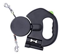 Jiawu Laisse Rétractable pour Chien, Boucle Rotative à 360 ° en Nylon Réfléchissant, Longueur de 3,0 M, Double Laisse Rétractable Réglable, pour Animaux de Compagnie avec Distributeur de Sac de