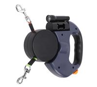 Jiawu Laisse Rétractable pour Deux Chiens avec Lampe Torche Intégrée, Rotation à 360°, Frein et Verrouillage en Un, Poignée Ergonomique Antidérapante pour Deux Chiens (Bleu foncé)