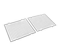 Jiawu Lot de 2 Grilles de Refroidissement Antiadhésives en Acier au Carbone, Grille de Cuisson pour Demi-plaque, Grille de Refroidissement Facile à Nettoyer pour Biscuits, Rôtissage, Grillades,