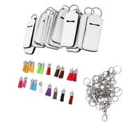 Jiawu Lot de 60 Porte-baumes à Lèvres Vierges en Caoutchouc Double Face pour Baume à Lèvres par Sublimation, Pochette Vierge pour Rouge à avec Pompons Colorés pour Bricolage et Rangement de Clés