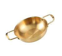 Jiawu Marmite à Ramen Coréenne en Acier Inoxydable de 22 Cm, Cuiseur à Nouilles Léger avec Poignée pour le Camping et la Maison, Finition Dorée pour un Chauffage Rapide et Uniforme (20 cm/7,9 pouces