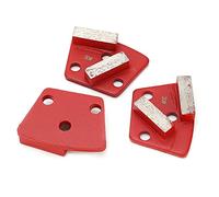 Jiawu Meules de Diamant Trapézoïdales, 2 Dents Longues 30# Rouge | Bloc de meulage diamant pour béton, coupe agressive, pour meuleuses de sol en béton, paquet de 3