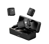 Jiawu Microphone Lavalier sans Fil, 2 Mini Microphones sans Fil 32 KHz/24 Bits, Utilisation 22 Heures avec Clip Antibruit sur Le Micro pour Vlogging, Enregistrement