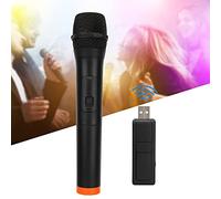 Jiawu Microphone Professionnel sans Fil VHF Portatif en Plastique ABS Noir, Micro de Réception USB pour Chanter, Discours, Plug and Play, Portée de 50 M