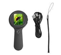 Jiawu Microscope Portable, Microscope Numérique Grossissant 200x avec écran de 5 Cm et éclairage LED, Mini Loupe Rechargeable pour L'observation des Plantes, Cadeau éducatif (Black)
