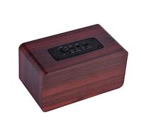 Jiawu Mini Haut-Parleur Bluetooth Portable en Bois, Haut-Parleur Stéréo sans Fil avec 2 Cornes, Autonomie de 8 Heures, Bluetooth 4.2, AUX, Carte TF, Bois Rouge (Grain d'acajou (Version Anglaise))