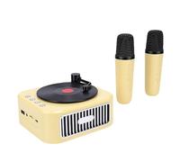 Jiawu Mini Machine de karaoké, Haut-parleurs HiFi Portables Bluetooth 5.3 avec 2 Microphones sans Fil et Changement de Voix, Autonomie de la Batterie 5H, Haut-parleurs Bluetooth (Yellow)