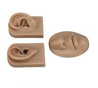 Jiawu Modèle de Pratique de Perçage, Simulation de Peau Humaine Réaliste, Modèle de Nez Compact Portable en Silicone, Simulateur de Perçage d'oreille avec Modèles de Nez, de Bouche et d'oreille