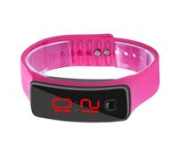 Jiawu Montre Numérique LED Sport Silicone Bracelet Cadran 12 Heures (Pink)