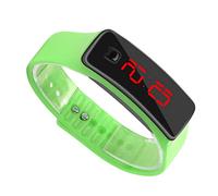 Jiawu Montre Numérique LED Sport Silicone Bracelet Cadran 12 Heures (Vert