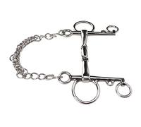 Jiawu Mors Pelham pour Cheval, Mors Pelham en Acier Inoxydable avec Bouche Articulée, Chaîne en Acier Inoxydable Résistante aux Rongements pour Un Contrôle Facile et Un Ajustement Confortable sur Les
