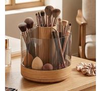 Jiawu Organiseur de Maquillage Rotatif, Support pour Pinceaux Multi-compartiments à Rotation Douce à 360°, Boîte de Rangement pour Cosmétiques avec 6 Sections Divisées pour Rouges à Lèvres, (Couleur