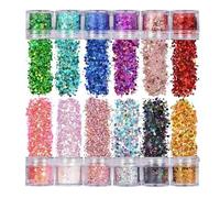Jiawu Paillettes à Ongles, 12 Couleurs, Forme Étoile et Hexagone, 1mm 2mm | Flocons de paillettes pour le visage, le corps, les yeux, les cheveux, matériau PET, sans odeur, maquillage pour événements