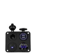 Jiawu Panneau d'interrupteur à Bascule Marche/arrêt 12 V 24 V 4 Gangs avec Double Chargeur USB, Prise Allume-cigare, Voltmètre, LED Bleue - pour Voiture, Camping-car, Bateau, Marine, Remorque, Bus