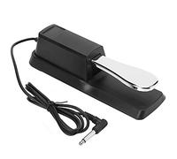 Jiawu Pédale de Sustain Universelle pour Synthétiseur de Clavier MIDI de Piano électrique, Pédale en Métal Poli Antirouille avec Interrupteur de polarité, Coussinet Antidérapant, Interface 6,35 Mm