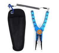 Jiawu Pince de Pêche Multifonction en Alliage d'aluminium, Outil de Retrait de Crochet avec Ouvre-anneau Fendu, tresse à Ressort, pour Attacher des Nœuds de Leurres de Pêche, 7,9 Pouces, 6,6 Oz