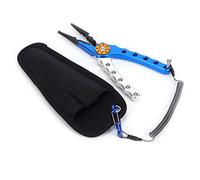 Jiawu Pince de Pêche Multifonction en Alliage d'aluminium, Outil de Retrait de Crochet avec Ouvre-anneau Fendu, tresse à Ressort, pour Attacher des Nœuds de Leurres de Pêche, 7,9 Pouces, 6,6 Oz
