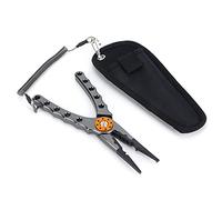 Jiawu Pince de Pêche Multifonction en Alliage d'aluminium, Outil de Retrait de Crochet avec Ouvre-anneau Fendu, tresse à Ressort, pour Attacher des Nœuds de Leurres de Pêche, 7,9 Pouces, 6,6 Oz