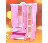 Jiawu Placard de Poupée, Mini Placard Rose Ouvrable pour Maison de Poupée, Mini Armoire de Meubles de Princesse avec Espace de Rangement pour Décoration de Maison de, Cadeaux de Noël, Fêtes (Pink)