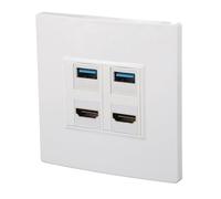 Jiawu Plaque Murale D'interface Multimédia HD 4K 60HZ avec USB3.0, Idéale pour Projecteur de Disque Dur de Télévision D'ordinateur, Matériau ABS de qualité Supérieure