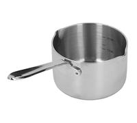 Jiawu Pot à Lait Chaud en Acier Inoxydable avec Double Bec Verseur, Mini Pot à Beurre pour Sirop de Chocolat, Fromage, Petit Chauffe-lait à Fond à Induction pour café, 300 Ml