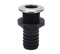 Jiawu Raccord de Vidange à Travers la Coque de Bateau, 1 1/2 Pouces, en Nylon Noir Droit avec Couvercle en Acier Inoxydable 316, Clapet pour Yachts et Navires