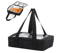 Jiawu Sac de Livraison de Nourriture isolé, Support de Cocotte pour Aliments Chauds ou Froids, Fourre-tout Empilable, Sac à Déjeuner Thermique Portable pour les Fêtes, le Travail (BLACK)