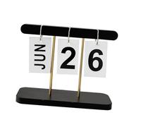 Jiawu Standing Flip Desk Calendar, Wooden, 7.87x3.15x6.30 In (BLACK) | Tracker de date de bureau perpétuel, bois écologique, fer, papier plaque de cuivre, décoration de bureau, retournement de
