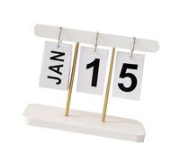 Jiawu Standing Flip Desk Calendar, Wooden, 7.87x3.15x6.30 In (WHITE) | Tracker de date de bureau perpétuel, bois écologique, fer, papier plaque de cuivre, décoration de bureau, retournement de
