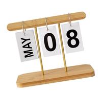Jiawu Standing Flip Desk Calendar, Wooden, 7.87x3.15x6.30 In (Wood Color) | Tracker de date de bureau perpétuel, bois écologique, fer, papier plaque de cuivre, décoration de bureau, retournement de