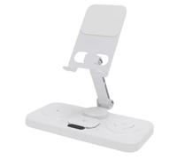 Jiawu Station de Charge sans Fil, 15 W, Charge Rapide, Design Pliable, Station de 6 en 1 avec Réveil, Lumière Ambiante 6 Couleurs, Support Rotatif Pliable pour iOS (White)