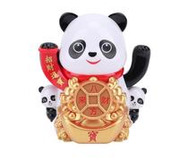 Jiawu Statue de Panda Chinois à énergie Solaire, Bras Agitant, Ornement Porte-Bonheur, Cadeau pour Salon, Caisse, Bureau, Décoration en Plastique 2,8 X 2,7 X 3,3 Pouces (Type C)