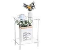 Jiawu Table D'appoint en Acrylique, Table d'extrémité Claire à 2 Niveaux, de Chevet Moderne pour Petits Espaces, D'accentuation de Décoration, 15,7in X 11,8in X 19,7in