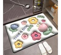 Jiawu Tapis de Bain en Terre de Diatomées Super Absorbant, Séchage Rapide, Antidérapant, Doux, Motif 3D, Décoration d'intérieur, Tapis de Sol Antidérapant, Couleur Vive, Lavable (LTH-003)