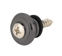 Jiawu Verrouillage de Sangle de Guitare, 10 Pièces Ensemble de Boutons de Verrouillage de Sangle en Métal avec Vis pour Fixation de Broche d'extrémité de ukulélé Basse de Guitare électrique (BLACK)