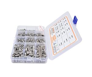Jiawu Vis de Réglage, 540 Pièces M2 M8 à Pointe de Cuvette en Acier Inoxydable, Assortiment de Vis sans Tête avec Pincettes et Clés Hexagonales pour Poignée de Porte, Bouton de Lampe, Réparations à